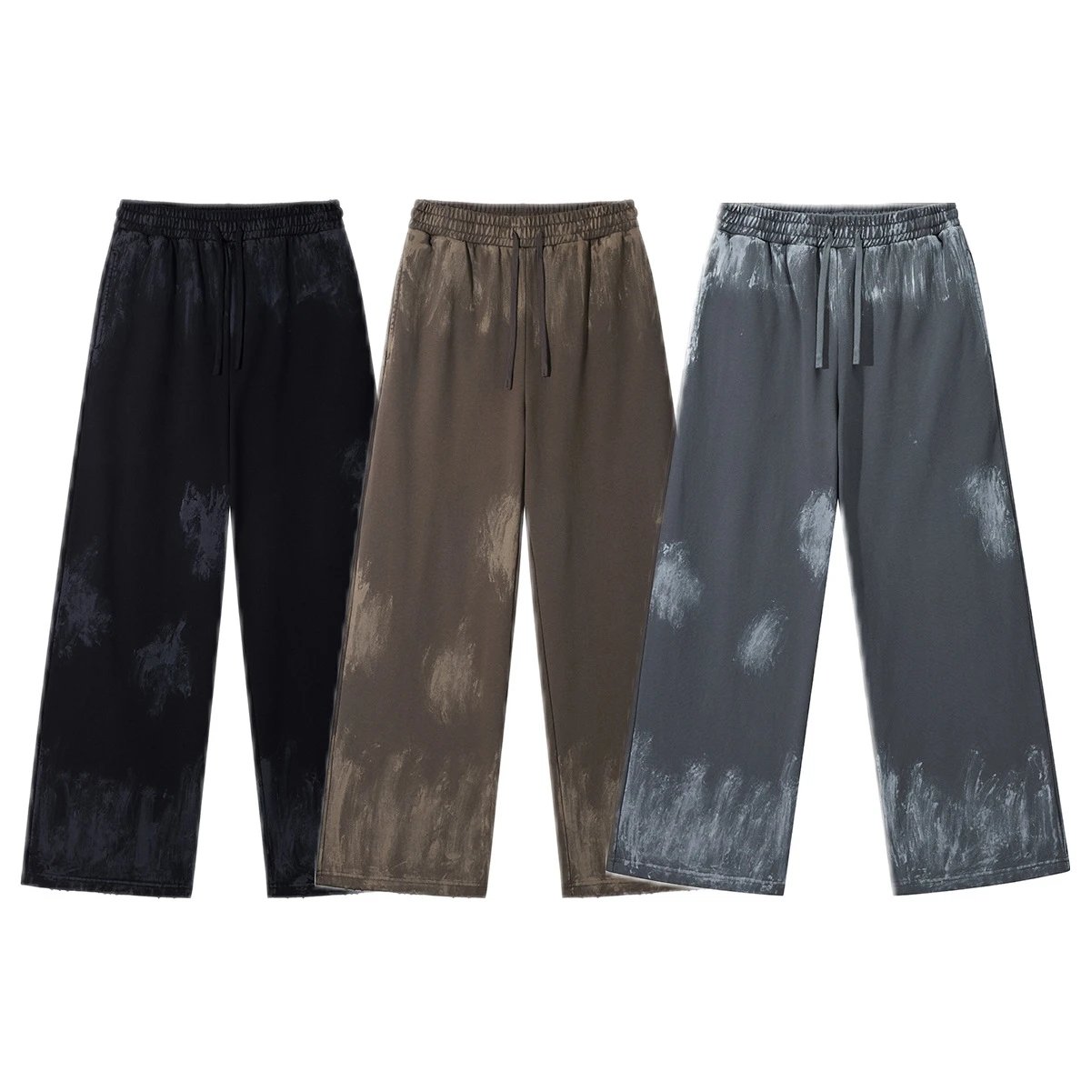 Vintage Style Denim Wide Leg Pants Khaki - Gallery Image 4 - Detailed View