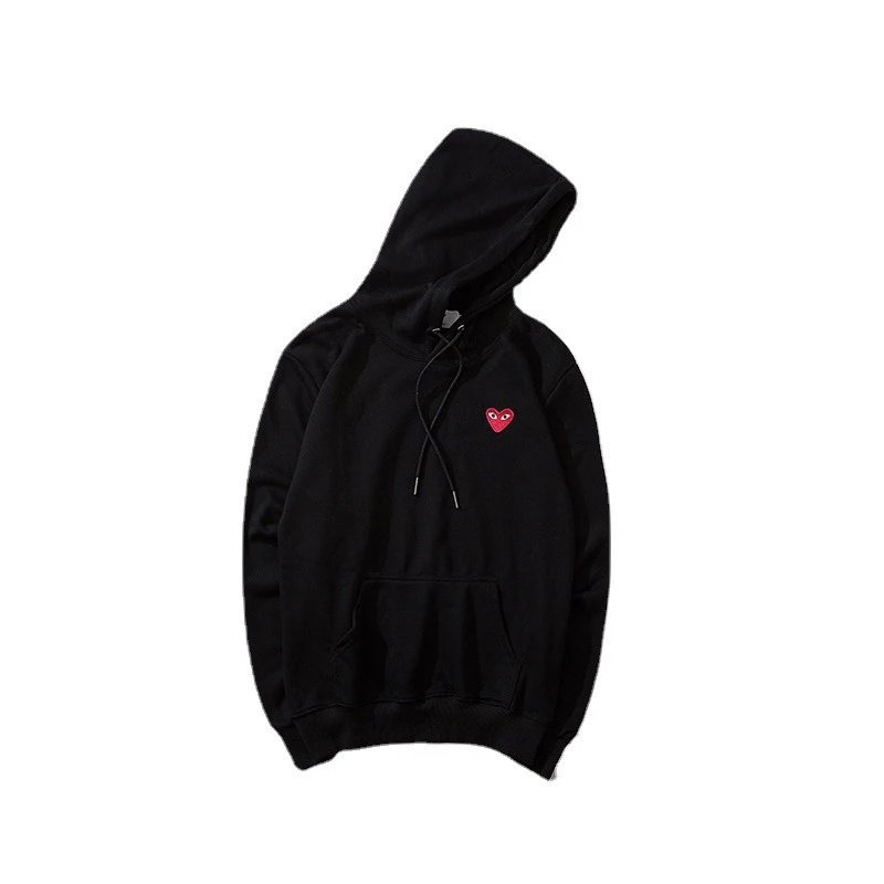 CDG Play Heart Hoodie Black/White - Gallery Image 2 - Detailed View