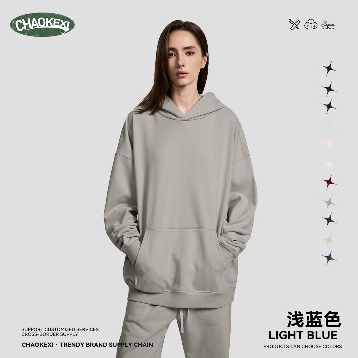 Casual Cotton Blend Hoodie Fall Pullover, Ash - Calvin Klein - Cnfans - $30.32