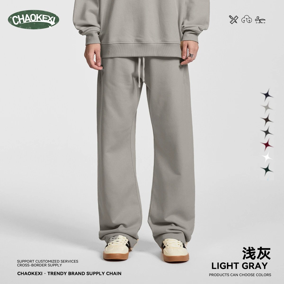 Oversized Cotton Blend Sweatpants Casual Light Gray - Calvin Klein - Cnfans - $26.77
