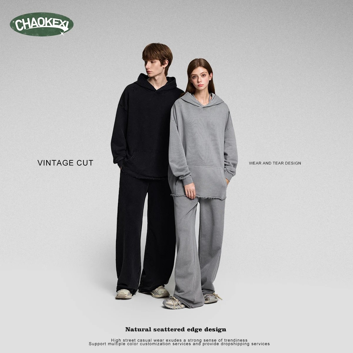 Vintage Cotton Straight-Leg Sweatpants Slate - Gallery Image 3 - Detailed View