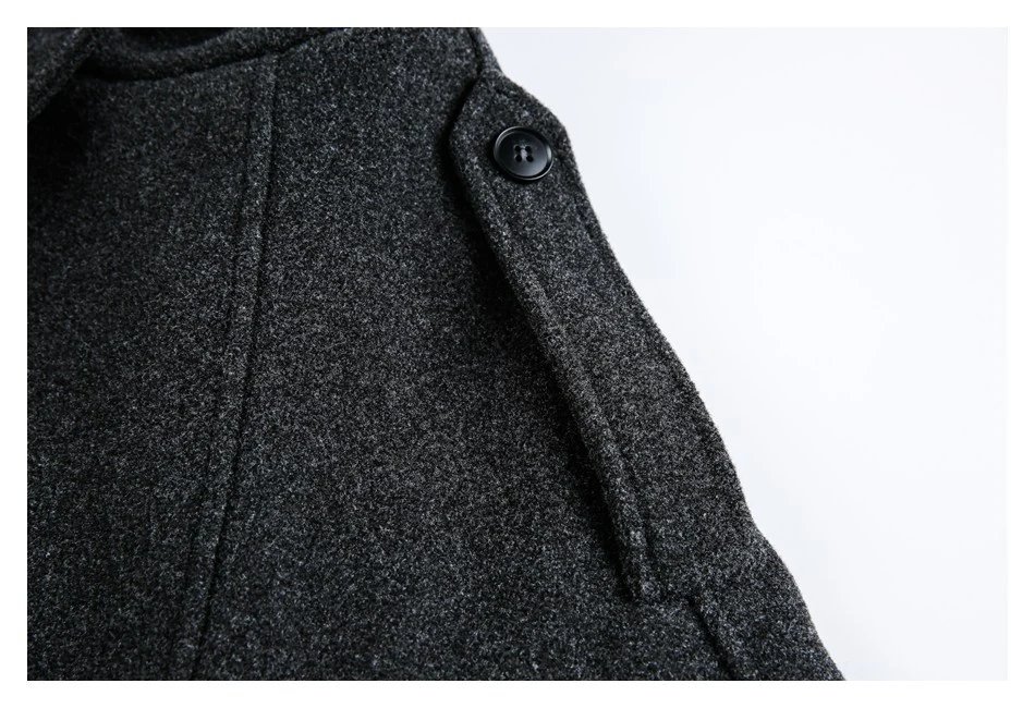 Winter Unisex Retro Wool Blend Padded Jacket Anthracite - Gallery Image 12 - Detailed View