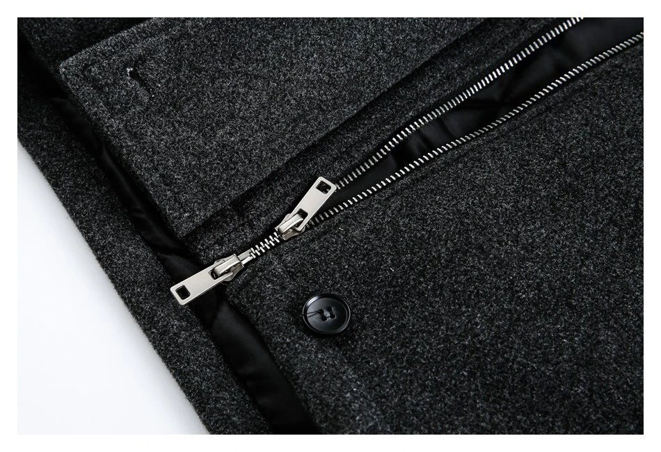 Winter Unisex Retro Wool Blend Padded Jacket Anthracite - Gallery Image 15 - Detailed View