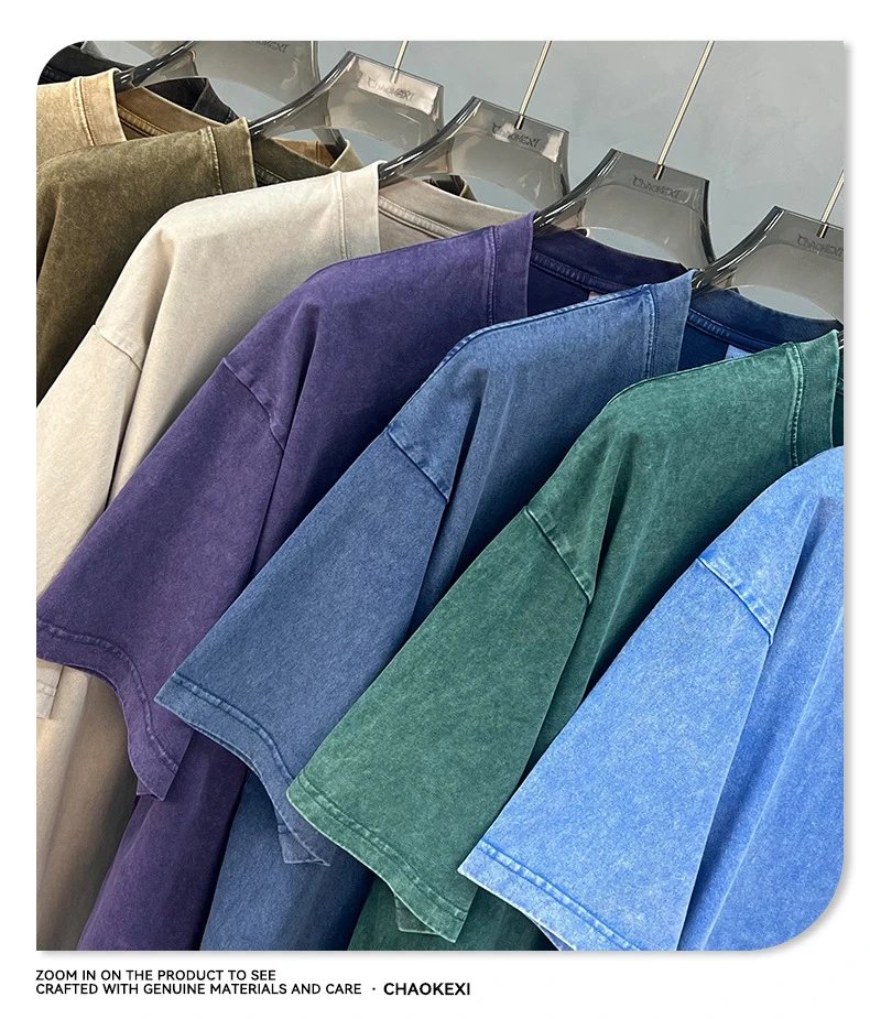 Vintage Cotton Oversized Tee Distressed Waxed Charcoal - Gallery Image 3 - Detailed View