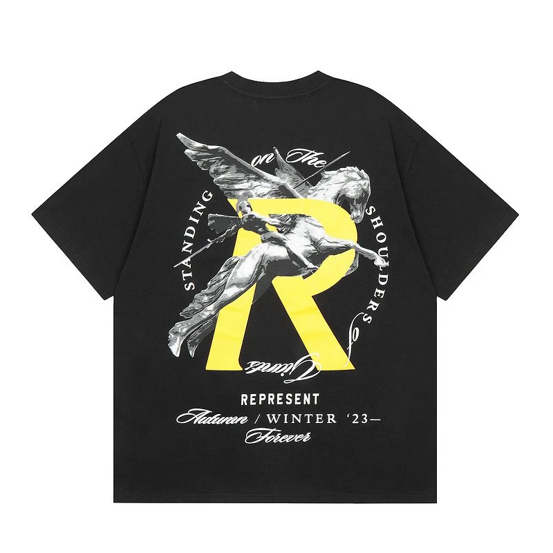 Represent Pegasus Tee Black and White - Gallery Image 5 - Detailed View