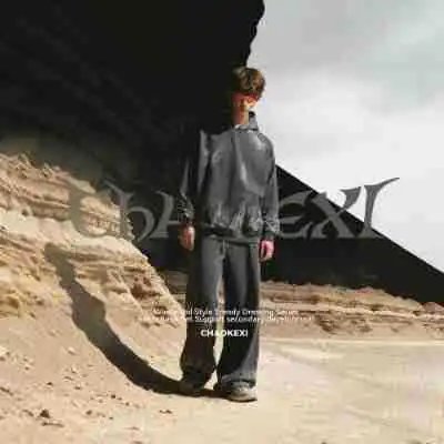 Vintage Style Denim Wide Leg Pants Khaki - Gallery Image 2 - Detailed View