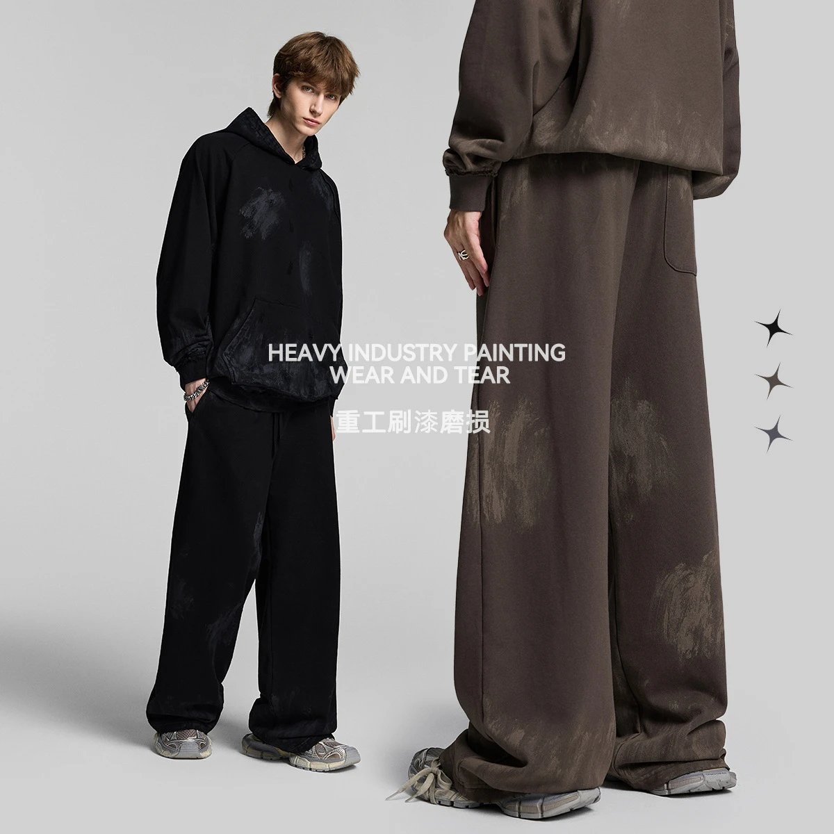 Vintage Style Denim Wide Leg Pants Khaki - Gallery Image 3 - Detailed View