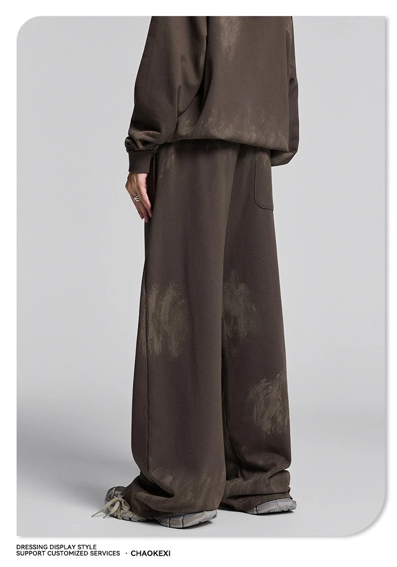 Vintage Style Denim Wide Leg Pants Khaki - Gallery Image 14 - Detailed View