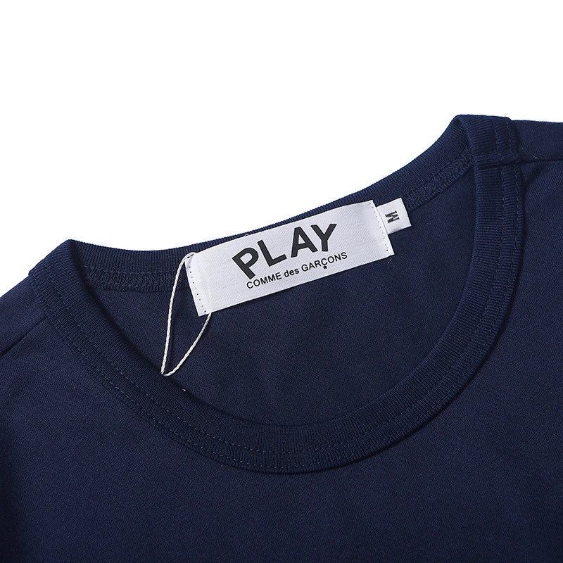 CDG Heart Embroidered T-Shirt Navy - Gallery Image 4 - Detailed View