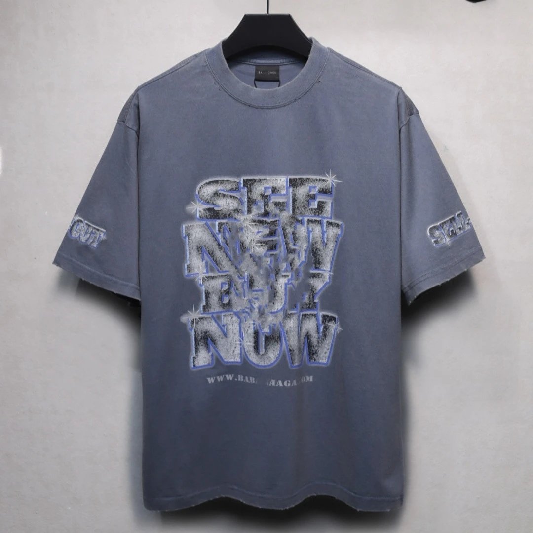 Distressed Cotton Graphic Tee Unisex Slate - Gallery Image 3 - Detailed View