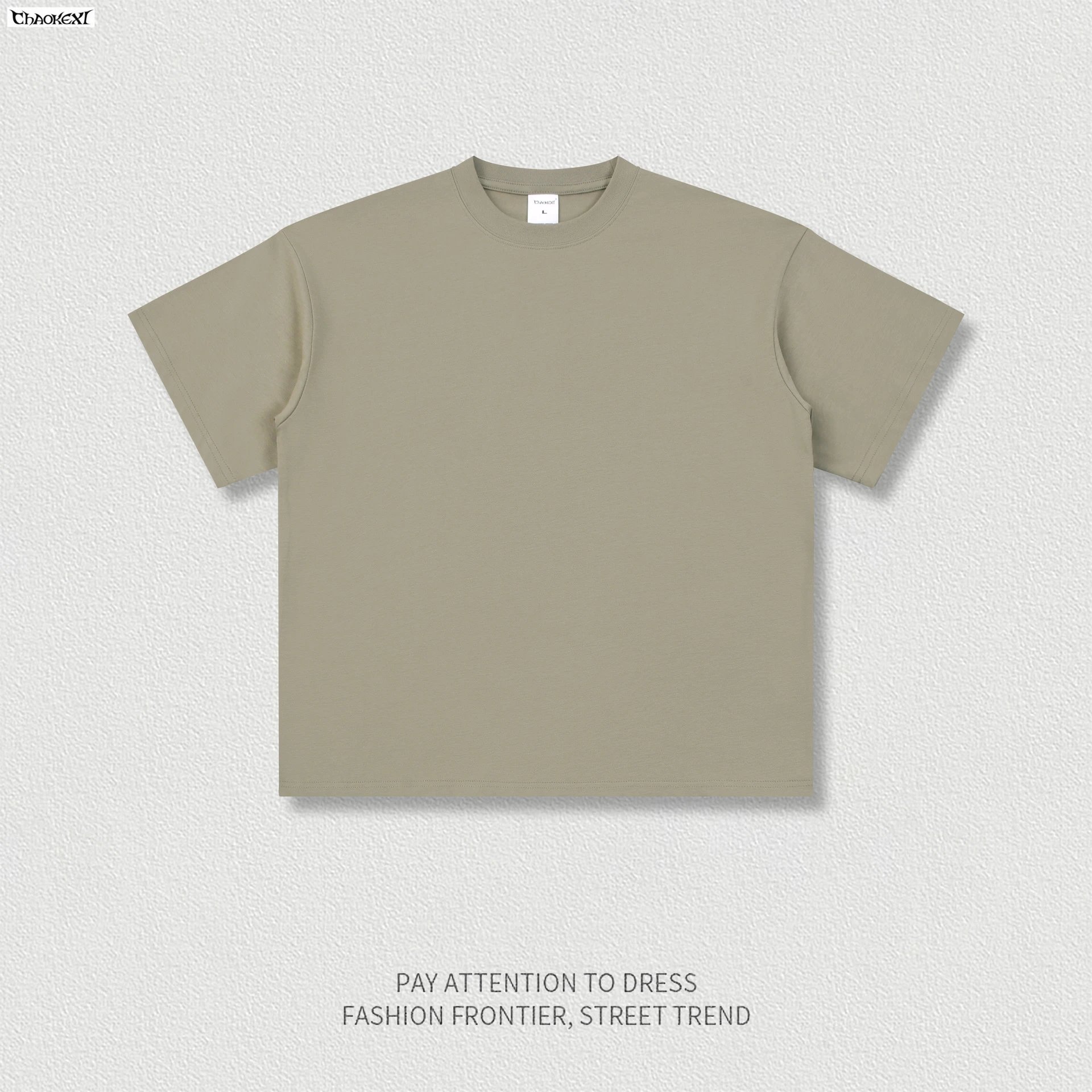 Oversized Cotton Tee Street Style Short Sleeve - Khaki - CHAOKEXI - Cnfans - $15.48