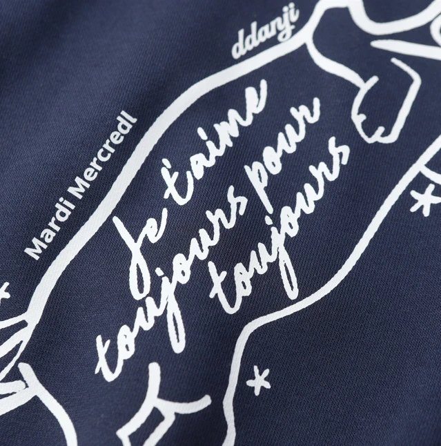 Unisex Dachshund Graphic Raglan Sweatshirt, Midnight Blue - Gallery Image 9 - Detailed View