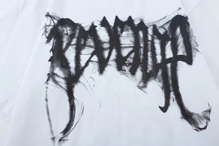 Gothic Smoke Skull T-Shirt Onyx - Gallery Image 9 - Detailed View