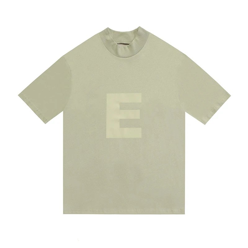 Streetwear Letter E Velvet Tee Unisex Sage Green - Essentials - Cnfans - $20.97