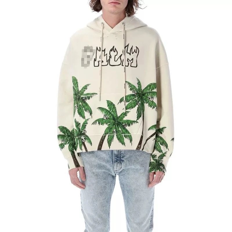 Street Palm Tree Hoodie Unisex Cotton Onyx - Gallery Image 12 - Detailed View