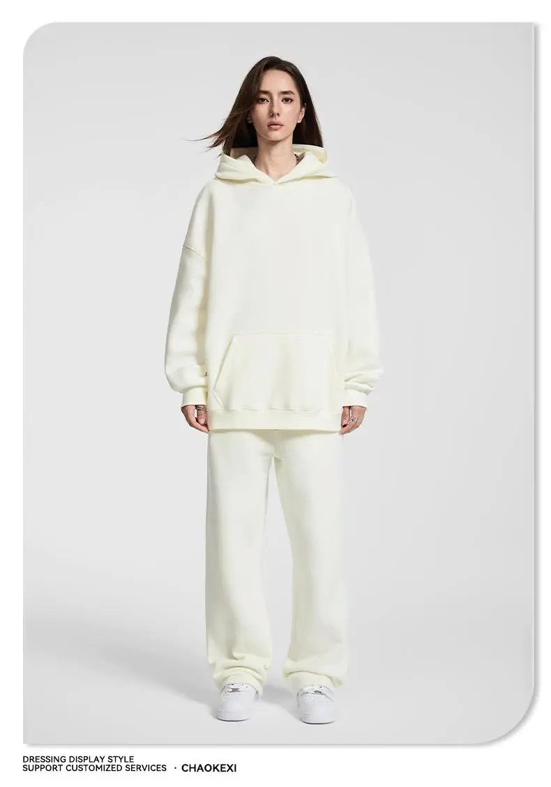 Retro Fleece Hoodie Set Unisex Pullover Forest - Gallery Image 9 - Detailed View