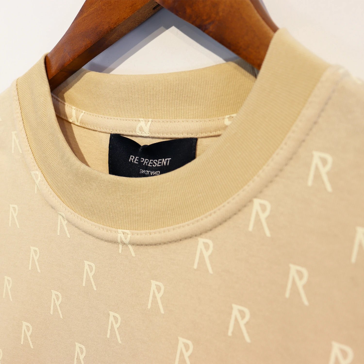 REPRESENT Beige Multi-print Tee - Gallery Image 9 - Detailed View