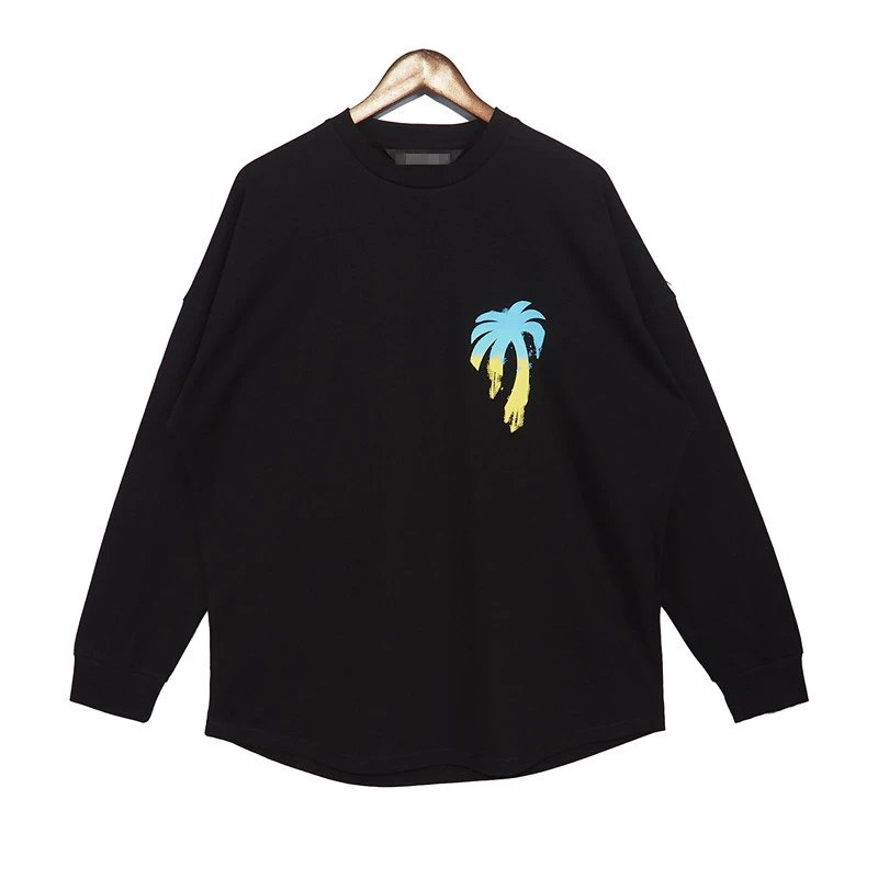 Streetwear Graphic Cotton Long Sleeve Tee Jet Black - Gallery Image 4 - Detailed View