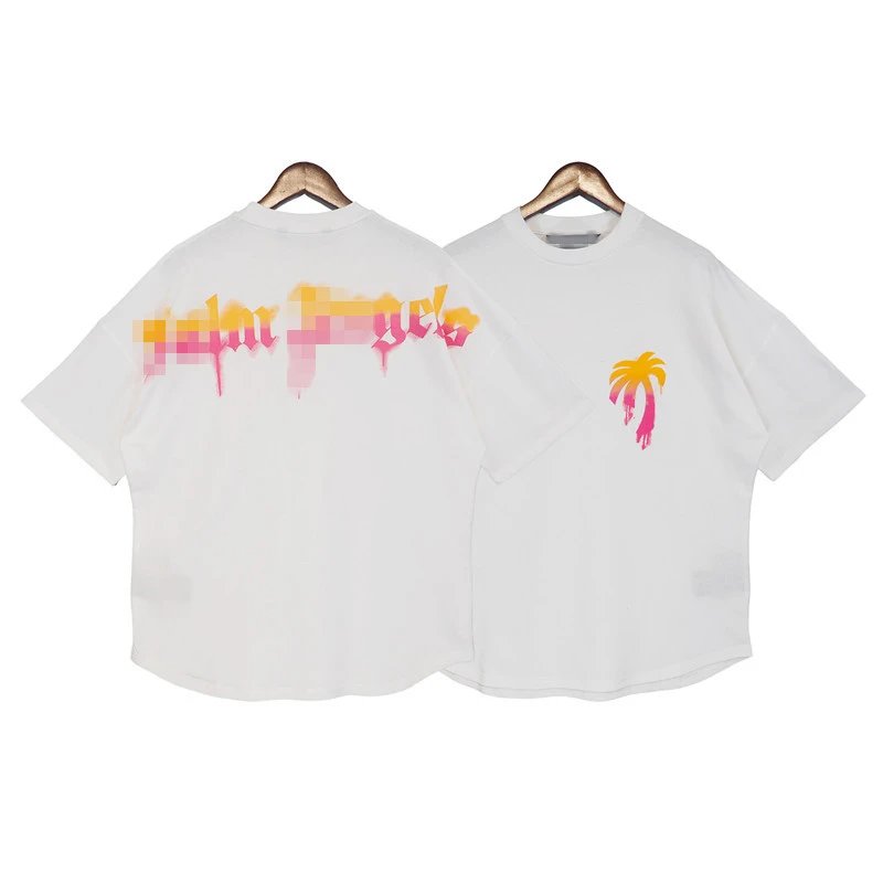 Graffiti Palm Tree Cotton T-Shirt White - Related Product - Cnfans
