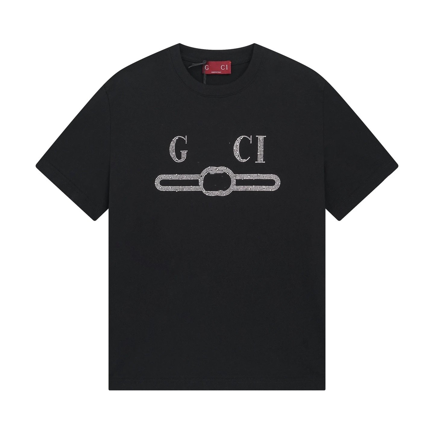 Casual Cotton Rhinestone Men's Tee - Off White - Gallery Image 11 - Detailed View