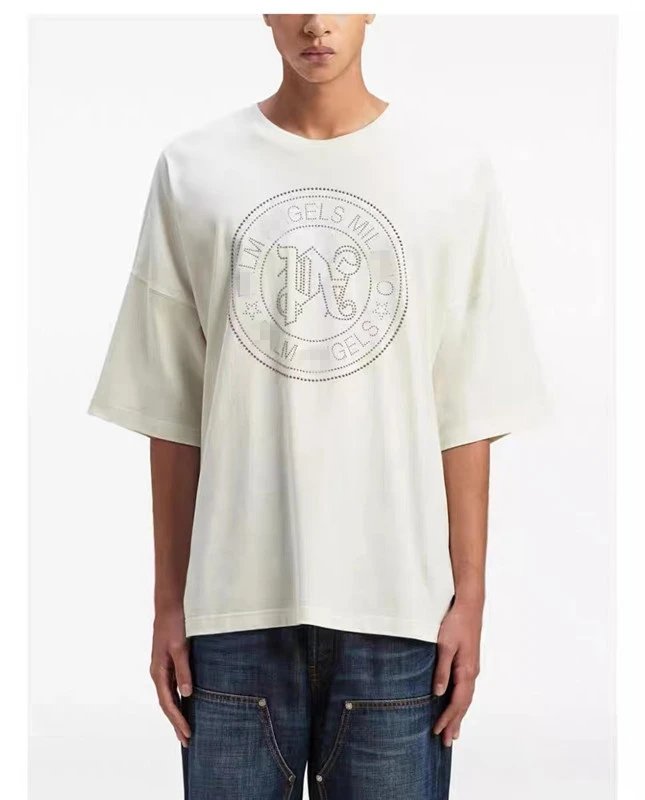 Streetwear Cotton Bead Logo T-Shirt Ivory - Gallery Image 3 - Detailed View