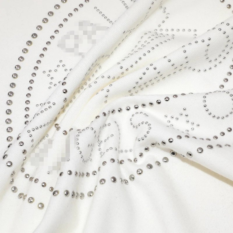 Streetwear Cotton Bead Logo T-Shirt Ivory - Gallery Image 8 - Detailed View