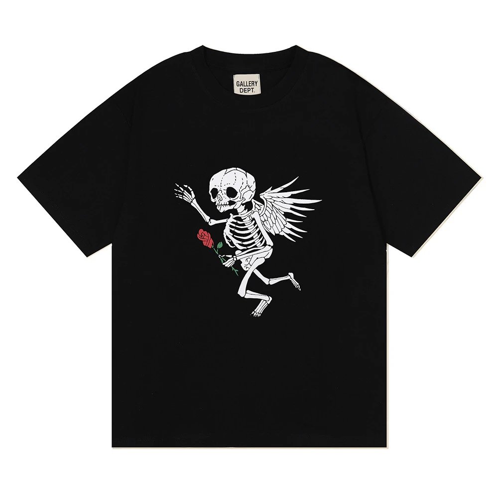 Gallery Dept Skull Rose Tee Black - Gallery Dept - Cnfans - $22.71