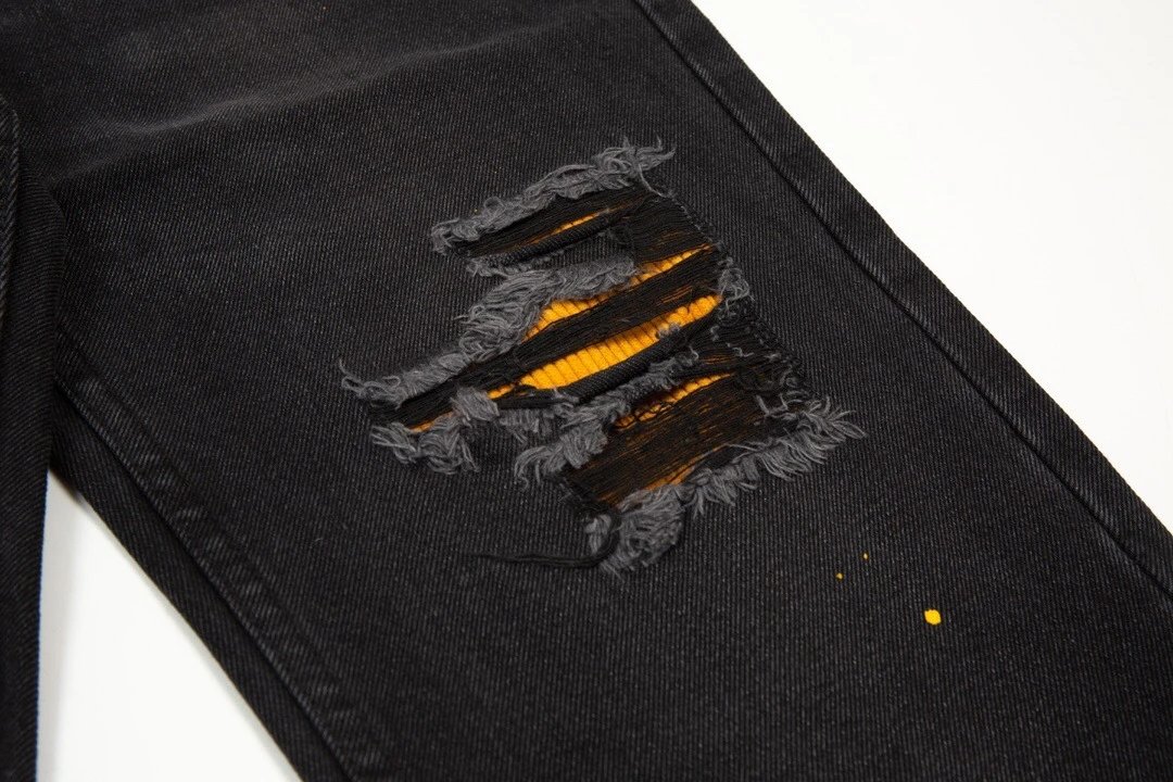 Distressed Washed Denim Streetwear Pants Charcoal - Gallery Image 5 - Detailed View