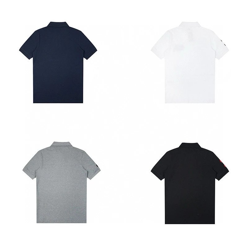 Men's Embroidered Three-Horse Cotton Polo Shirt Onyx Black - Gallery Image 2 - Detailed View