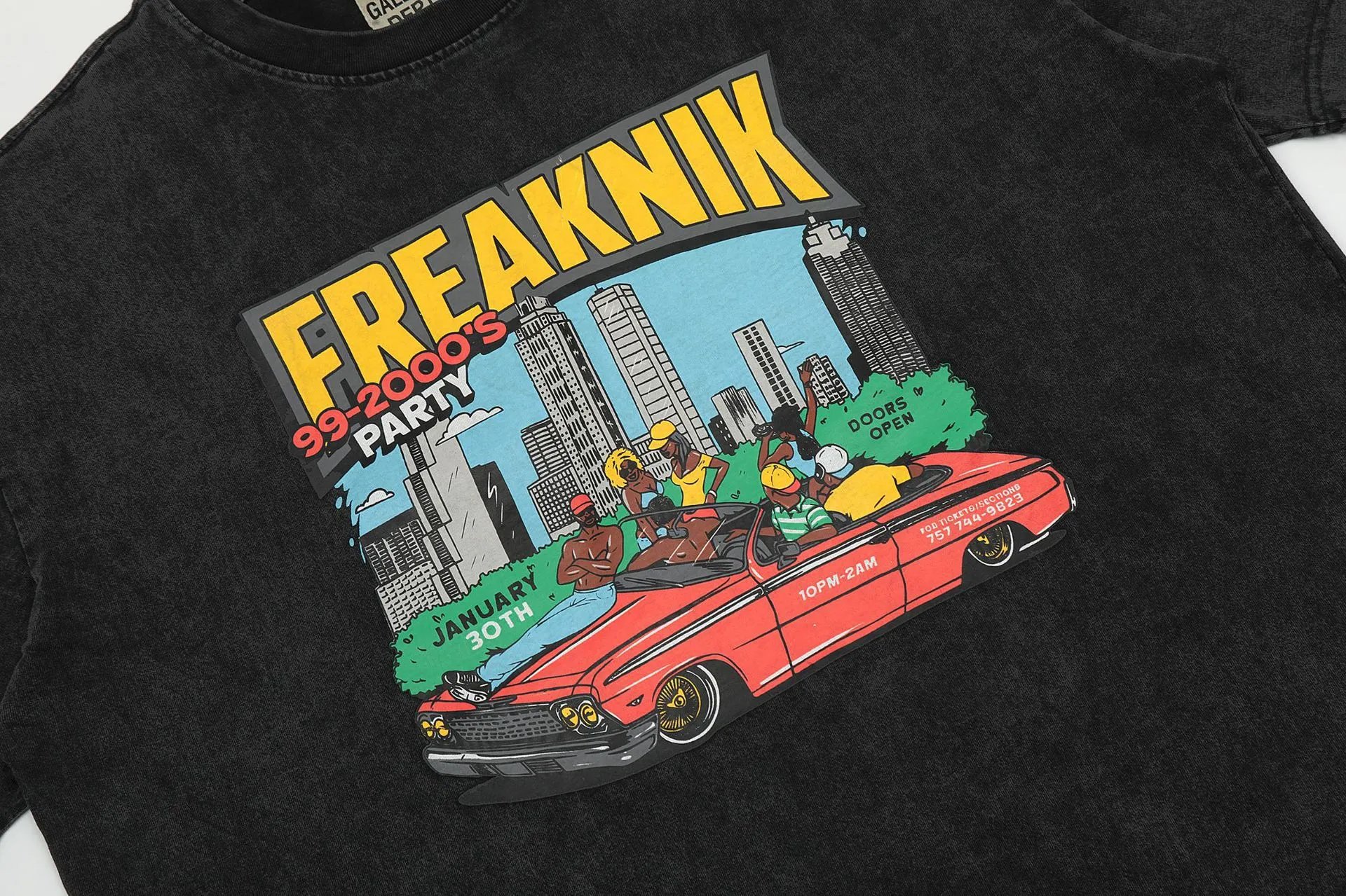 Gallery Dept Printed Wash Tee Black - Gallery Image 5 - Detailed View