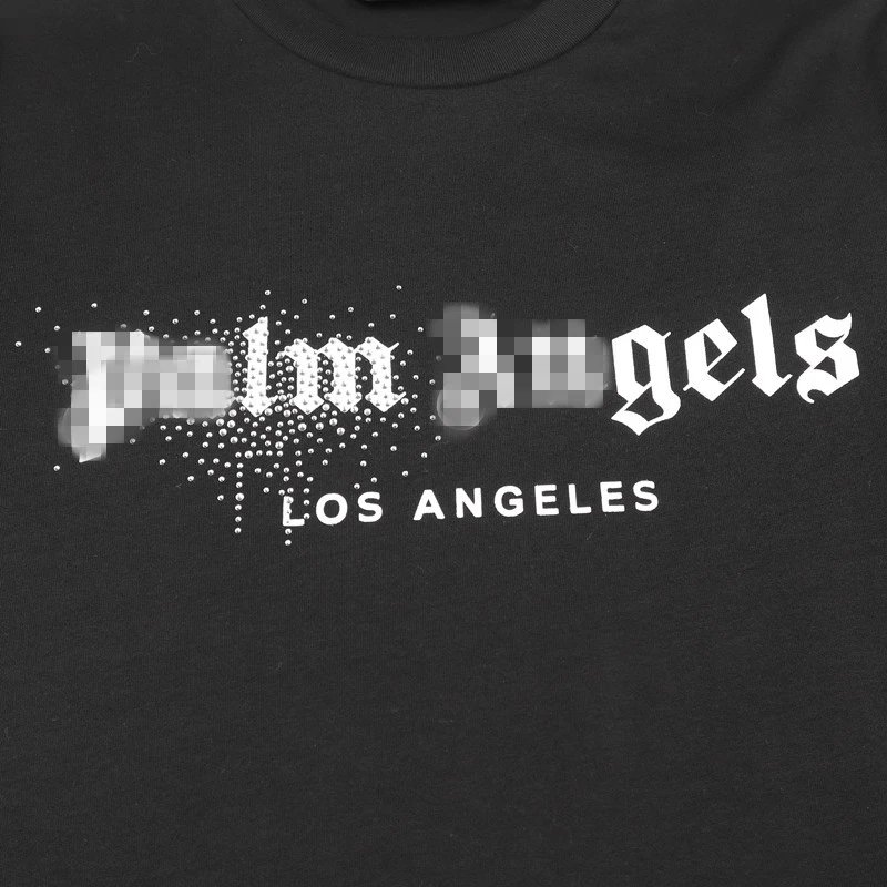 22SS Gothic Crystal Letter Oversized T-Shirt Ebony Black - Gallery Image 9 - Detailed View