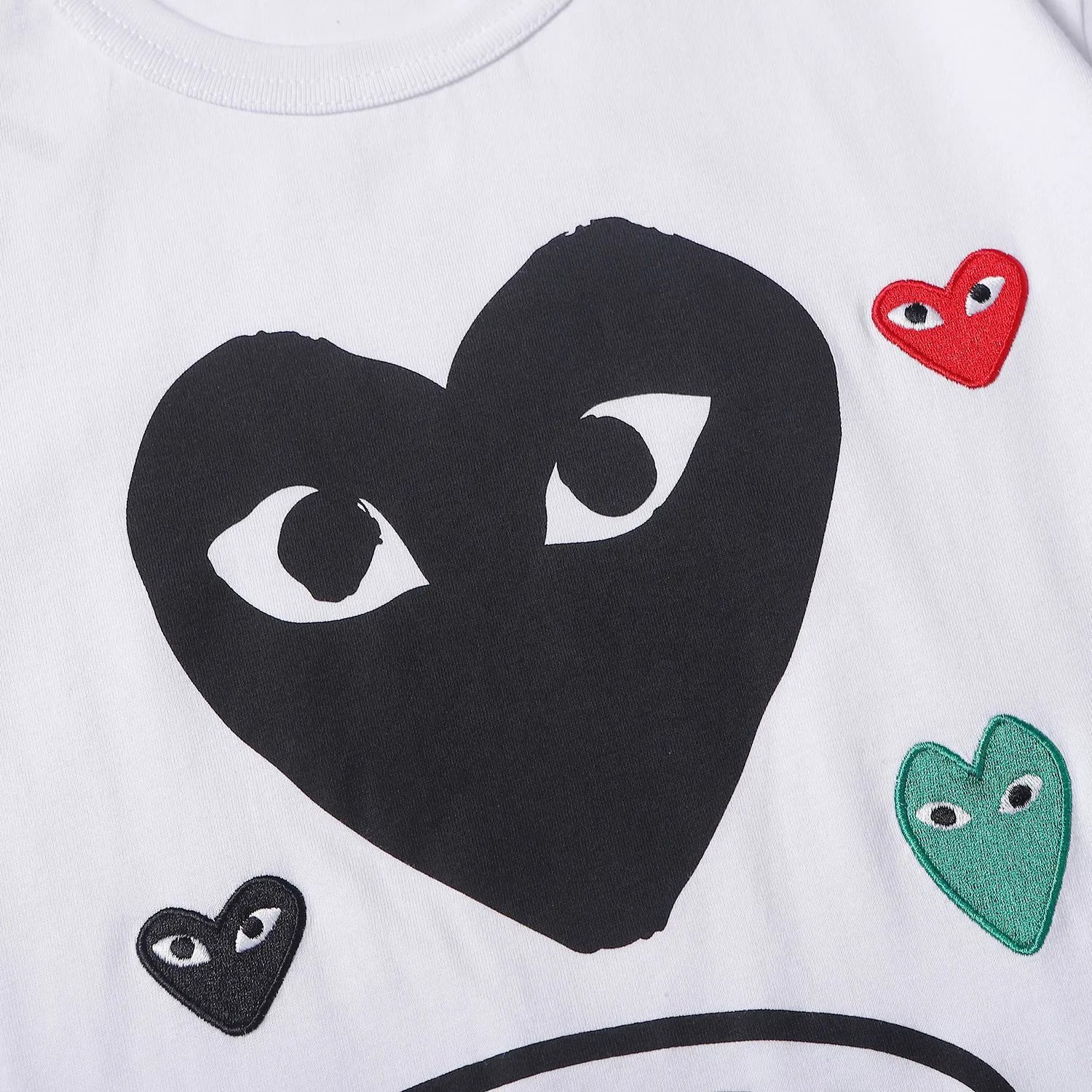 CDG Play Heart Embroidery Tee White - Gallery Image 8 - Detailed View