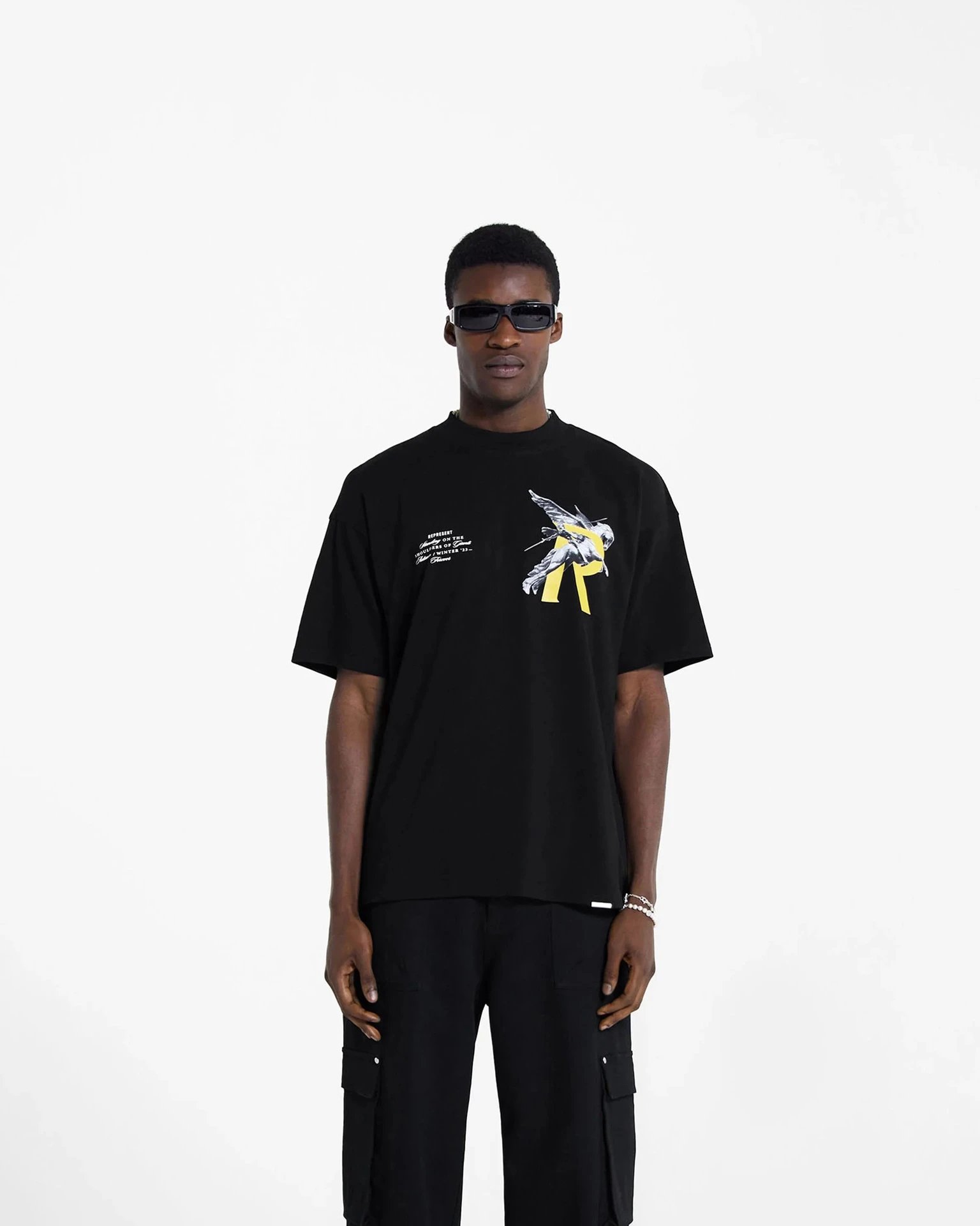 Represent Pegasus Tee Black and White - Gallery Image 9 - Detailed View