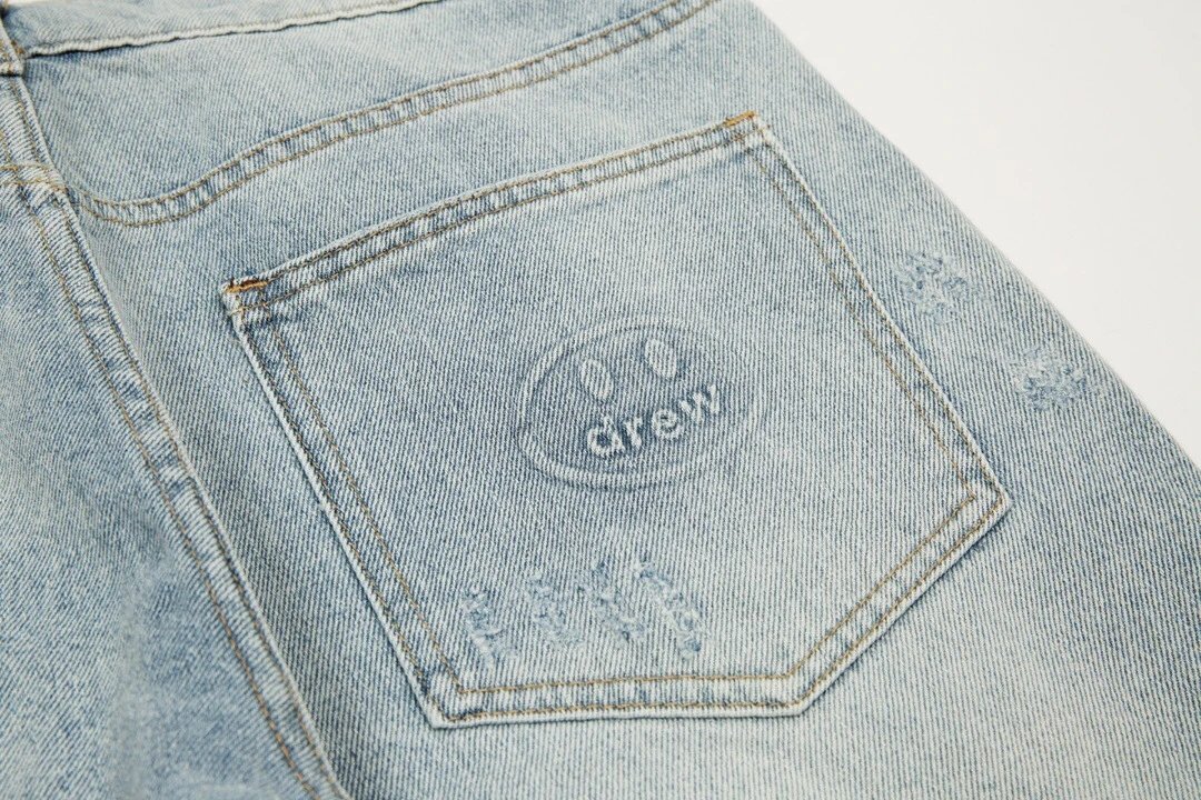 Distressed Washed Denim Streetwear Pants Charcoal - Gallery Image 7 - Detailed View