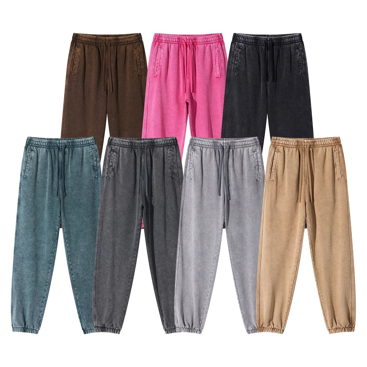 Men's Retro Wash Sweatpants Fall Loose Fit Slate - Gallery Image 4 - Detailed View