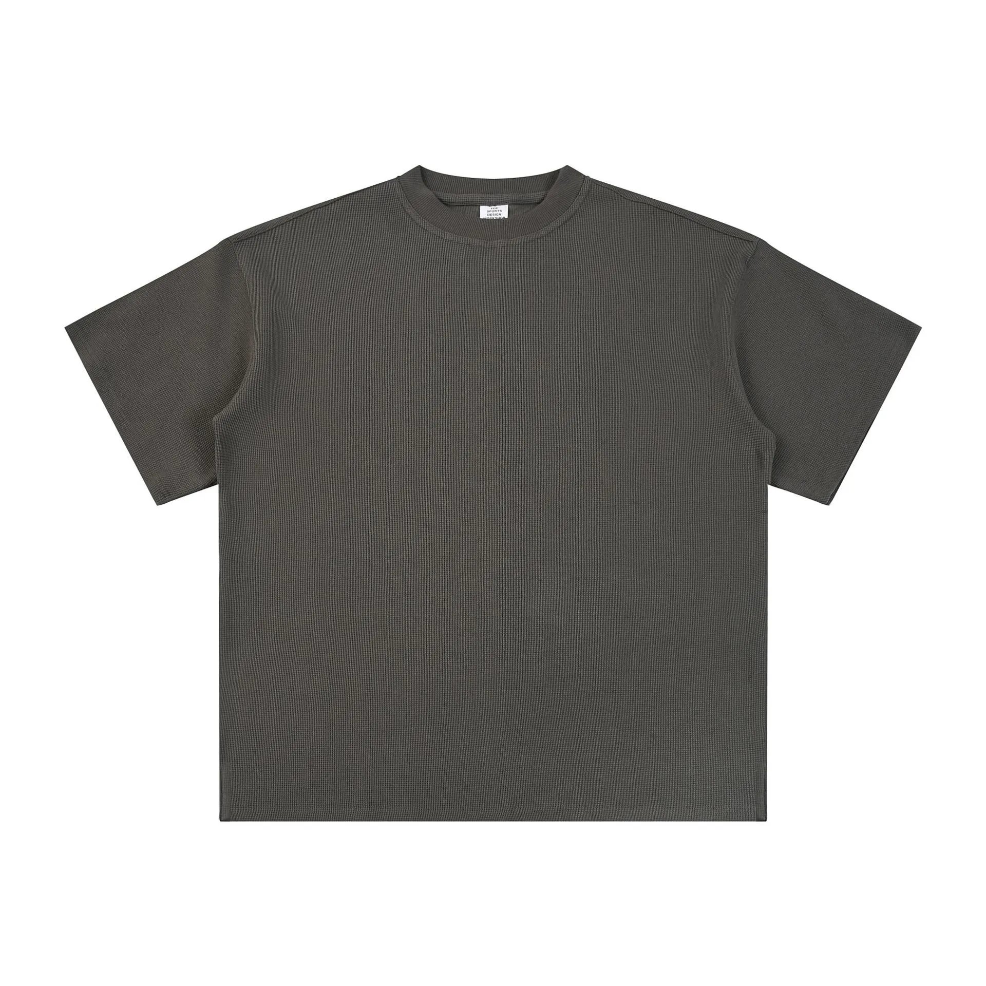 Waffle Knit Men's Casual Summer Tee, Khaki - CHAOKEXI - Cnfans - $20.63