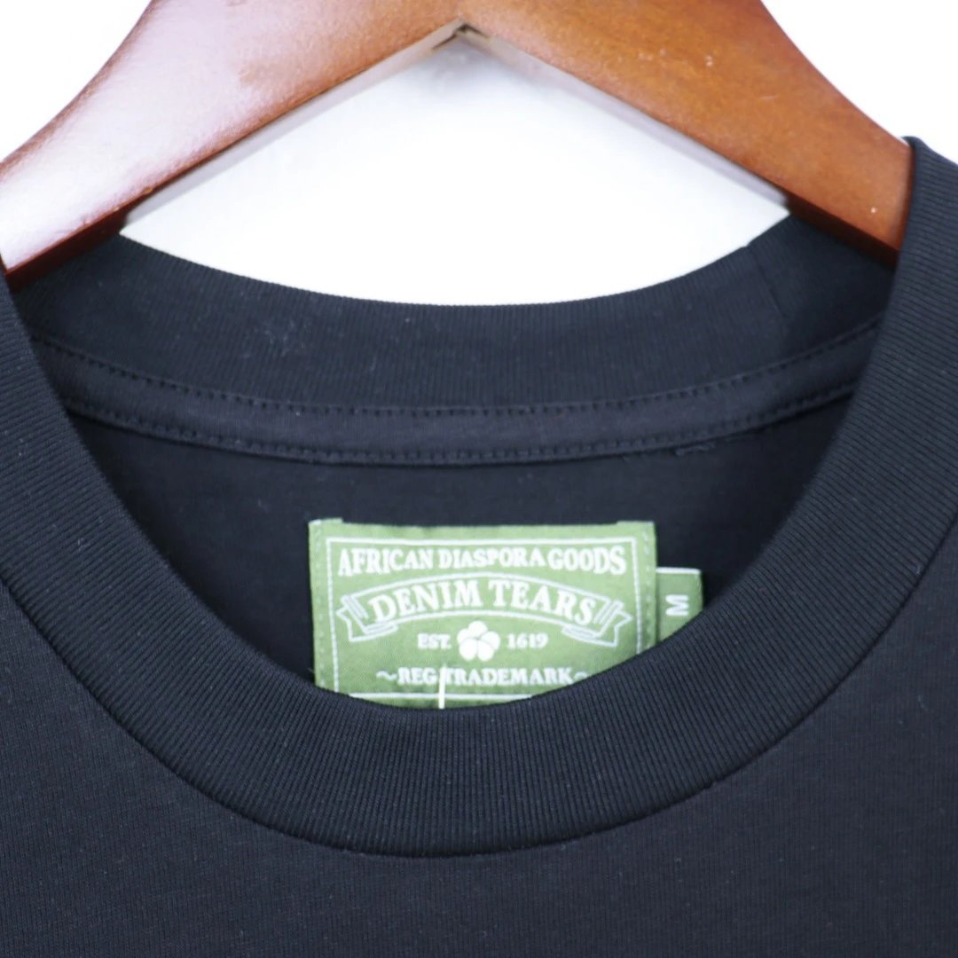 Denim Tears Embroidery Tee Black - Gallery Image 4 - Detailed View