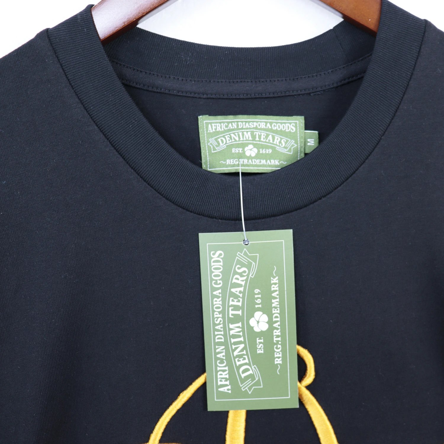 Denim Tears Embroidery Tee Black - Gallery Image 5 - Detailed View