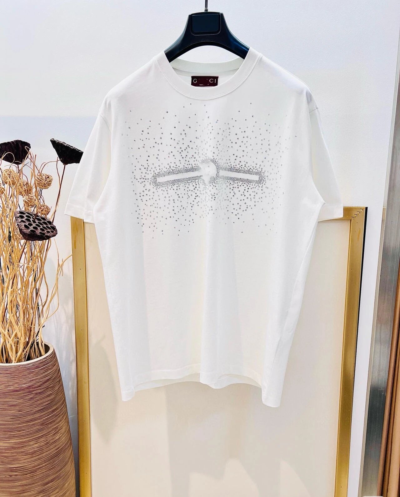 Casual Cotton Rhinestone Men's Tee - Off White - Gucci - Cnfans - $22.58