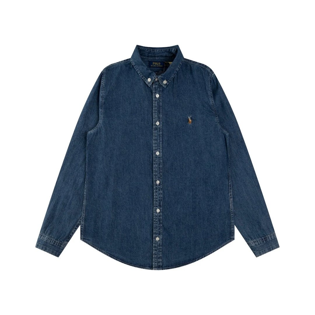 Casual Cotton Long Sleeve Denim Shirt, Chambray - Gallery Image 3 - Detailed View