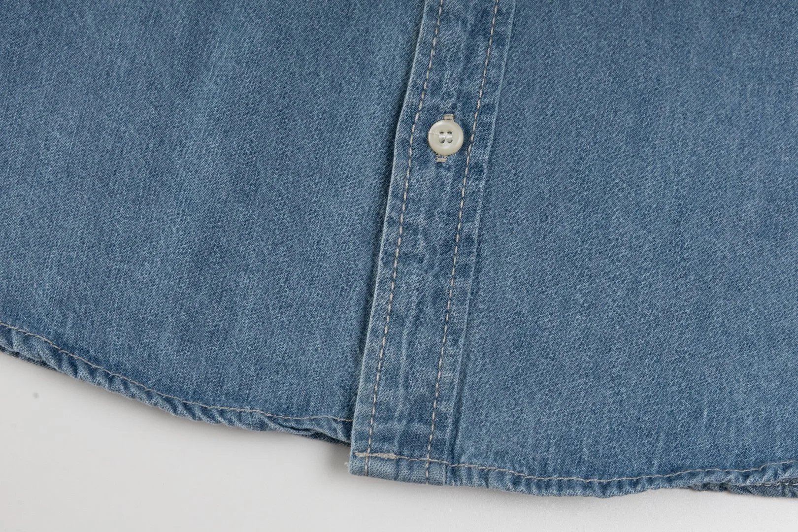 Casual Cotton Long Sleeve Denim Shirt, Chambray - Gallery Image 8 - Detailed View