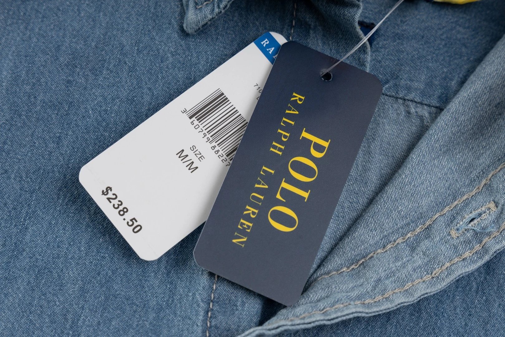 Casual Cotton Long Sleeve Denim Shirt, Chambray - Gallery Image 12 - Detailed View