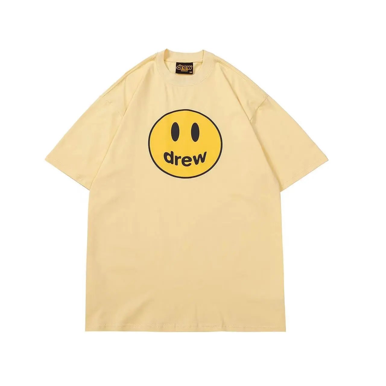 Oversized Smile Face Cotton T-Shirt Butter Yellow - Drew(Drew House) - Cnfans - $21.61