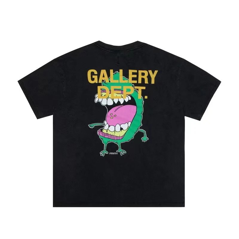 Gallery Dept Washed Cartoon Tee Black - Gallery Dept - Cnfans - $26.18