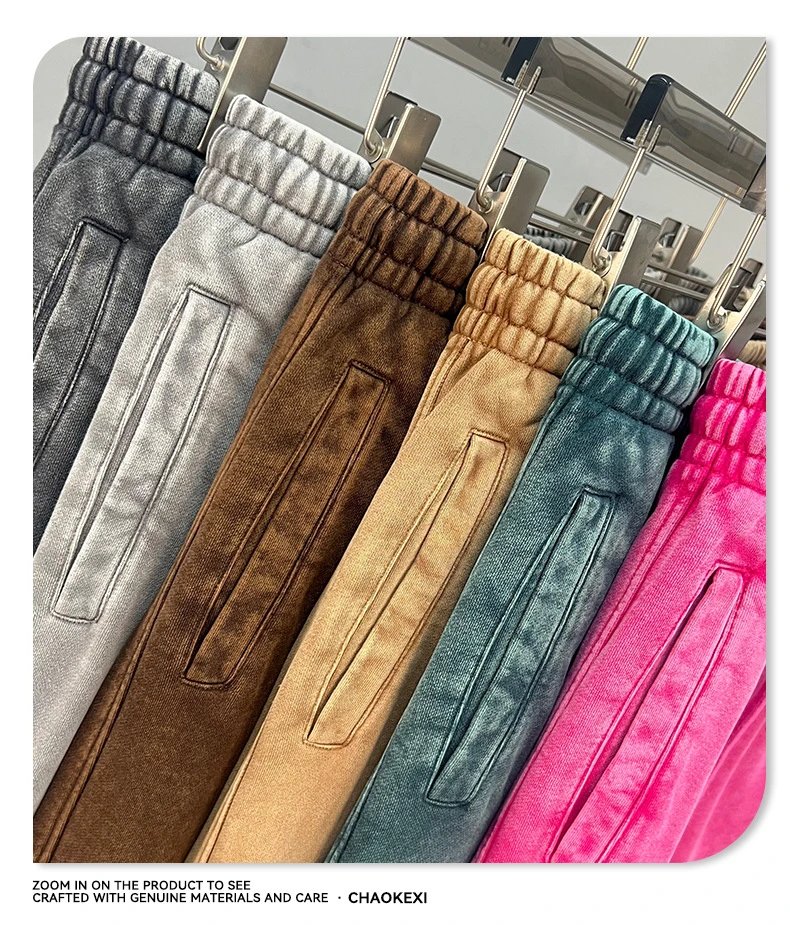 Men's Retro Wash Sweatpants Fall Loose Fit Slate - Gallery Image 12 - Detailed View