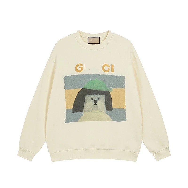 Cartoon Dog Print Crewneck Sweatshirt Ivory - Gucci - Cnfans - $35.81