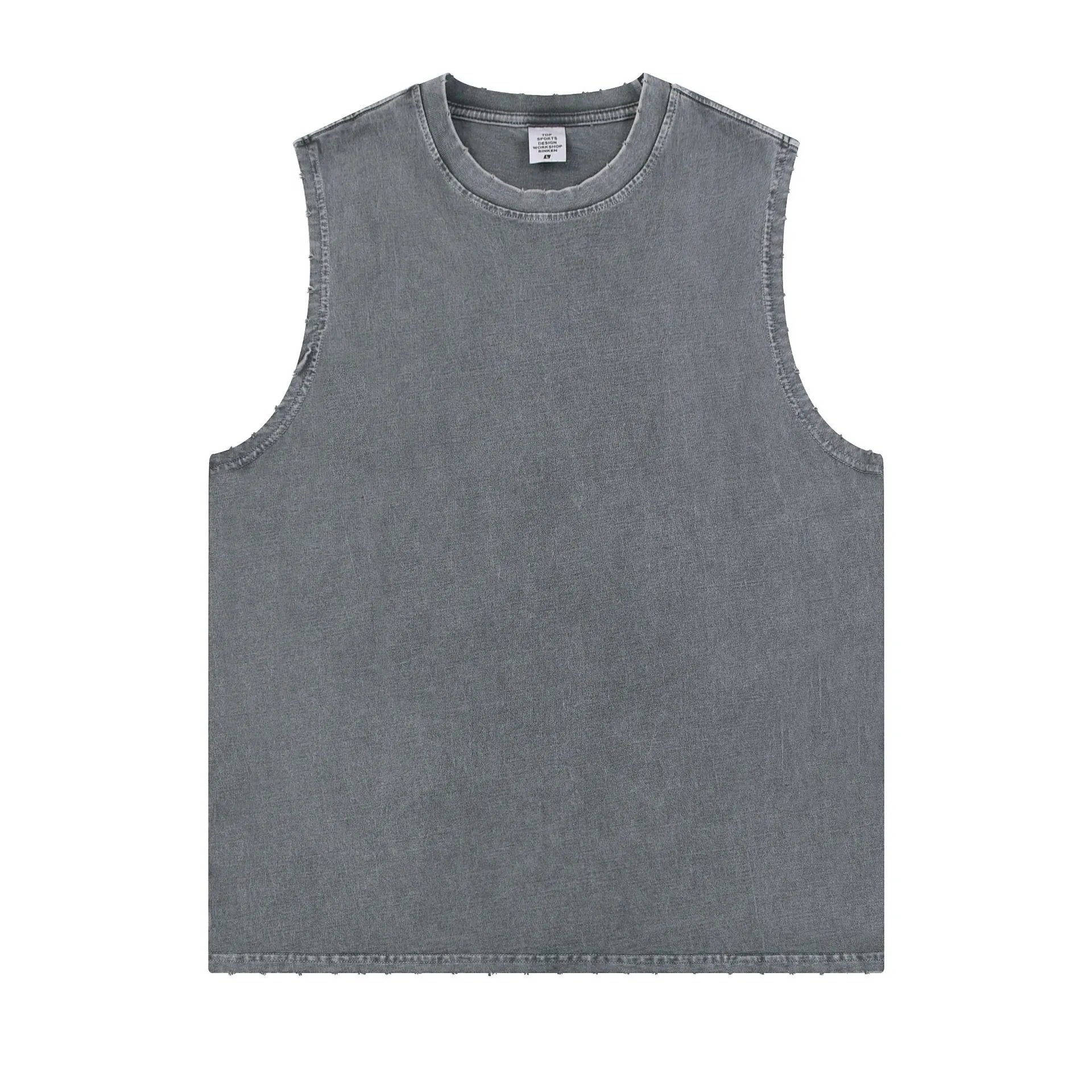 Casual Cotton Tank Top Sleeveless Tee Shadow Gray - ChaoKeXi - Cnfans - $19.03