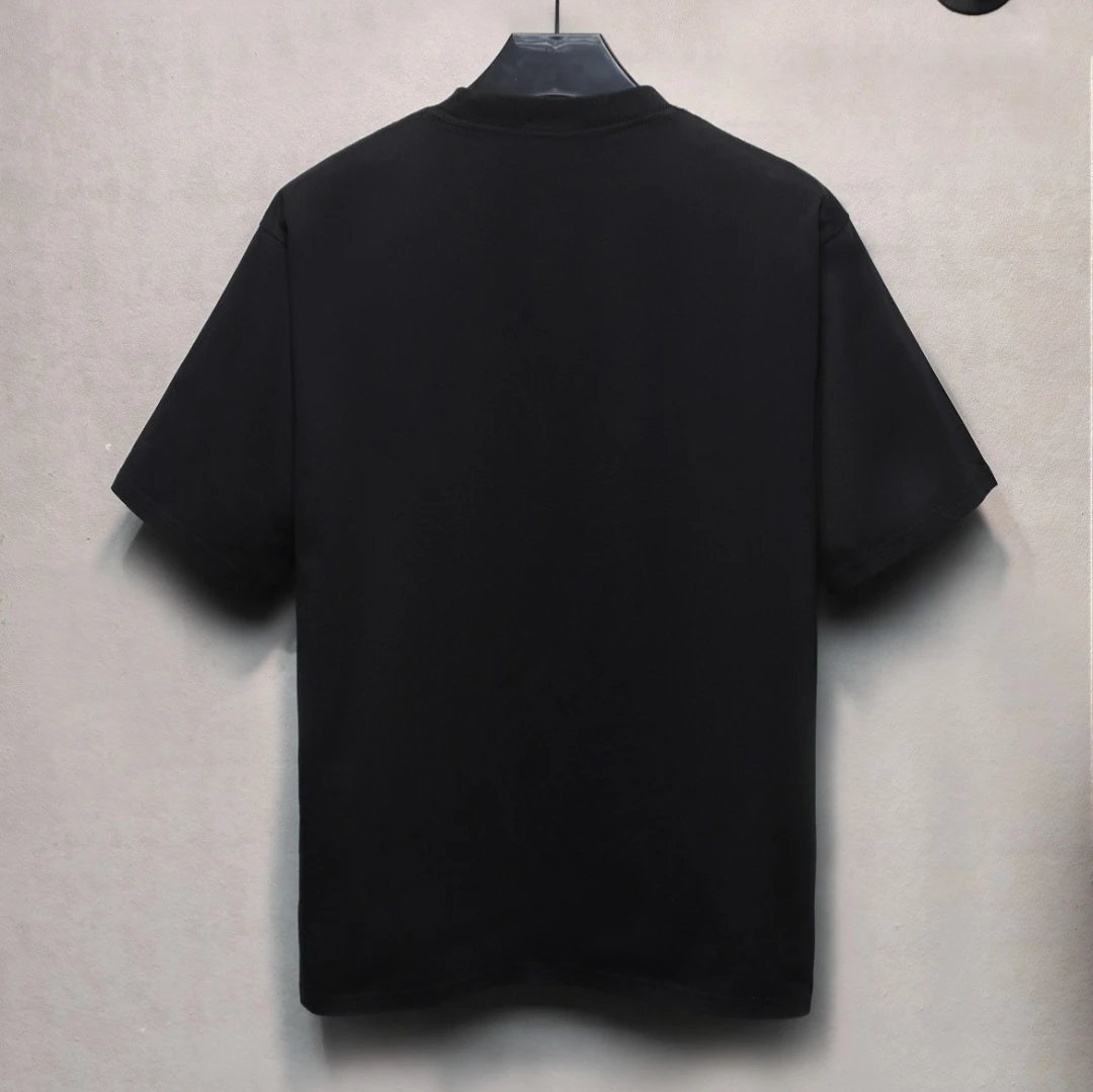 Unisex Oversized Distressed Logo Short Sleeve Tee, Jet Black - Gallery Image 2 - Detailed View