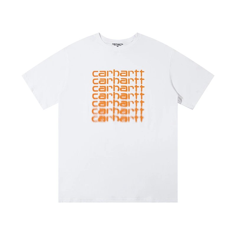 Unisex Plus Size Loose Fit Embroidered Letter Tee – Khaki - Carhartt - Cnfans - $18.06