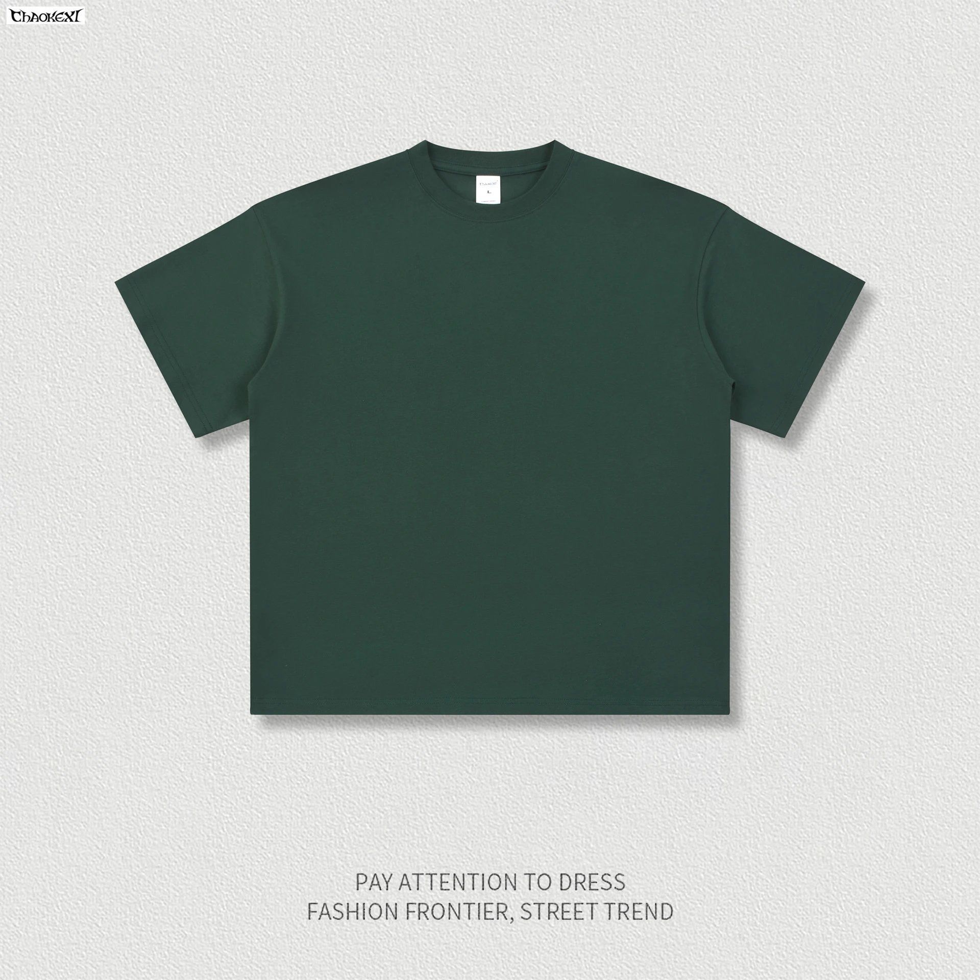 Oversized Cotton Tee Street Style Short Sleeve Pine - CHAOKEXI - Cnfans - $15.48